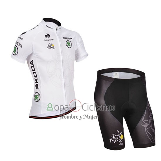 Tour DE Francia Ropa Ciclismo Culotte Corto 2014 Hombre Mangas Cortas Blanco